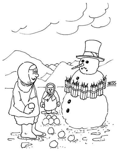 Cartoon: ohne Titel (medium) by besscartoon tagged kinder,islam,religion,schneemann,terrorismus,bess,besscartoon