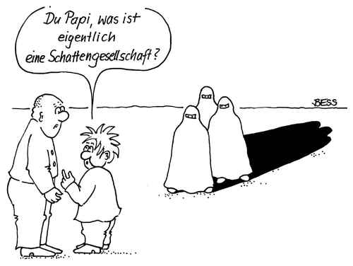 Cartoon: ohne Titel (medium) by besscartoon tagged besscartoon,bess,religion,islam,gesellschaft,schattengesellschaft,migration,burka