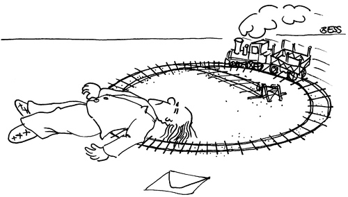 Cartoon: Optimismus (medium) by besscartoon tagged besscartoon,bess,abschiedsbrief,suizid,selbstmord,spielzeugeisenbahn,eisenbahn