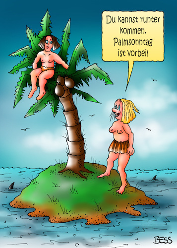 Cartoon: Palmsonntag (medium) by besscartoon tagged palmsonntag,ostern,karwoche,religion,christentum,paar,beziehung,bess,besscartoon