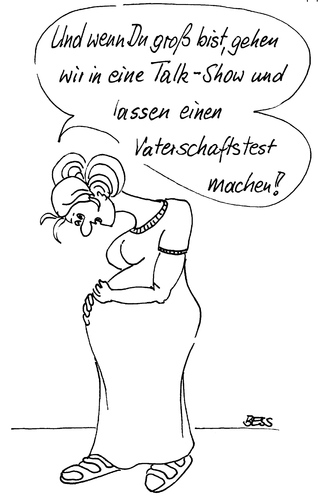 Cartoon: Perspektive (medium) by besscartoon tagged frau,kind,schwanger,vaterschaftstest,talkshow,bess,besscartoon