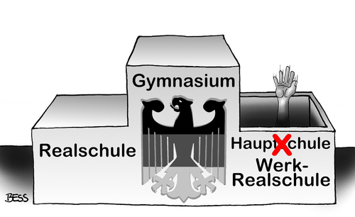 Cartoon: Perspektivlosigkeit (medium) by besscartoon tagged schule,pädagogik,realschule,hauptschule,werkrealschule,schüler,schulreform,reform,podest,schulsystem,zukunft,gymnasium,bess,besscartoon