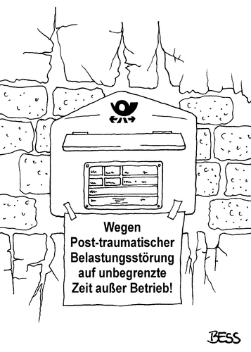 Cartoon: Poststreik (medium) by besscartoon tagged post,streik,gewerkschaften,traumatische,belastungsstörung,briefkasten,bess,besscartoon