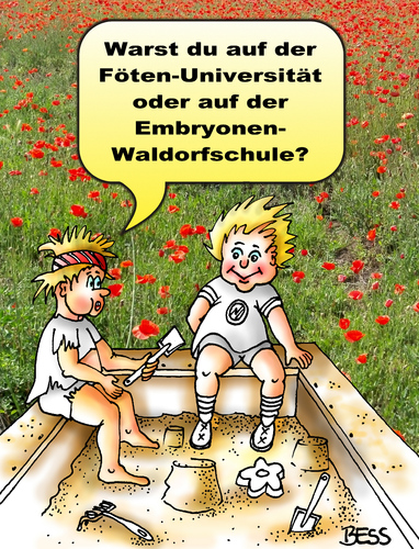 Cartoon: pränatale Bildung (medium) by besscartoon tagged besscartoon,bess,pädagogik,kinder,bildung,universität,föten,fötus,pränatal,waldorfschule,embryo,lernen,embryonen,sandkasten,spiel