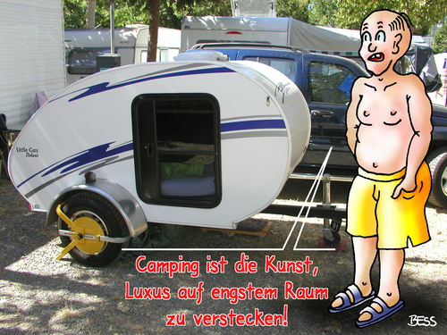 Cartoon: purer Luxus (medium) by besscartoon tagged camping,luxus,ferien,urlaub,freizeit,wohnwagen,bess,besscartoon