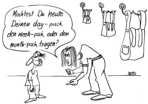 Cartoon: Qual der Wahl (medium) by besscartoon tagged erziehung,rucksack,bag,frau,kind,besscartoon,bess