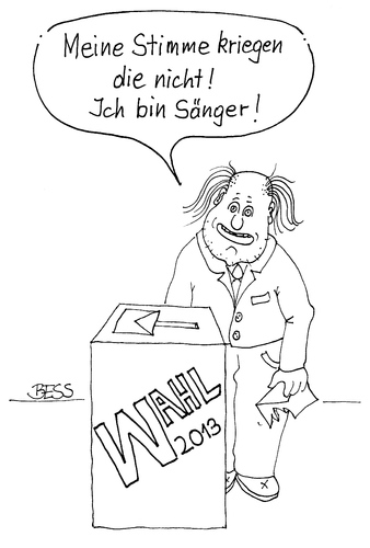 Cartoon: Qual der Wahl (medium) by besscartoon tagged brd,deutschland,wahl,qual,sänger,stimme,bundestagswahl,wahlurne,bess,besscartoon