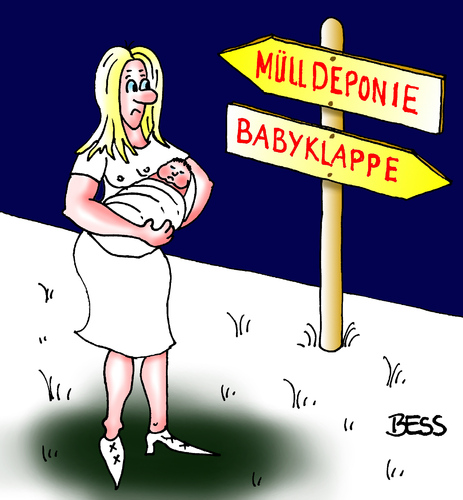 Cartoon: Qual der Wahl (medium) by besscartoon tagged mülldeponie,babyklappe,kinder,mutter,erziehung,eltern,bess,besscartoon