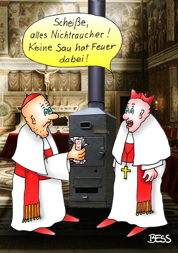 Cartoon: Raucher gesucht (medium) by besscartoon tagged besscartoon,bess,wahlzettel,feuer,wahl,ofen,rauch,nichtraucher,raucher,kardinal,konklave,kapelle,sixtinische,papstwahl,papst,vatikan,rom,katholisch,christentum,papam,habemus,religion,kirche