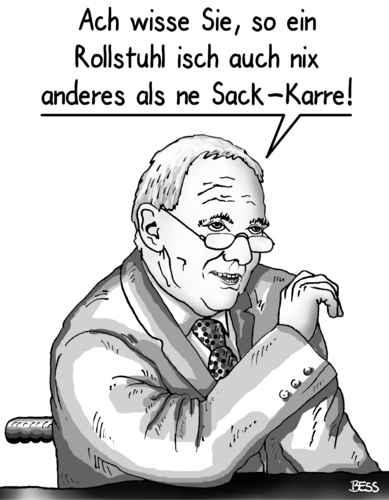 Cartoon: Sack-Karre (medium) by besscartoon tagged besscartoon,bess,behinderung,behindert,sackkarre,rollstuhl,cdu,wolfgang,schäuble,finanzminister