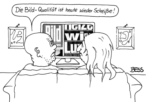 Cartoon: Scheiß Bild-Qualität (medium) by besscartoon tagged mann,frau,paar,beziehung,fernsehen,tv,bild,bildzeitung,bildqualität,presse,bess,besscartoon