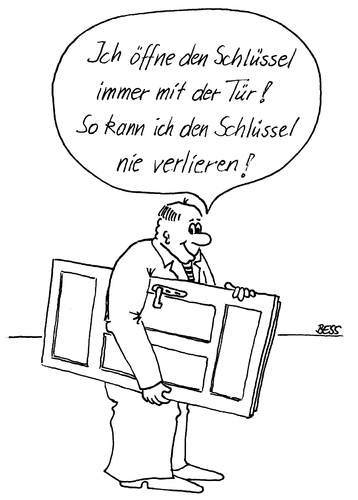 Cartoon: Schlüsselerlebnis (medium) by besscartoon tagged mann,tür,schlüssel,schussel,bess,besscartoon