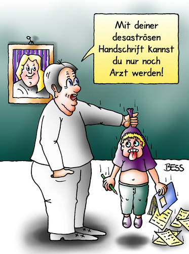 Cartoon: schöne Aussichten (medium) by besscartoon tagged schule,handschrift,schönschrift,zukunft,schreiben,schrift,arzt,desaster,lernen,unterricht,lehrer,pädagogik,erziehung,hauptschule,realschule,gemeinschaftsschule,werkrealschule,gymnasium,pauker,bess,besscartoon