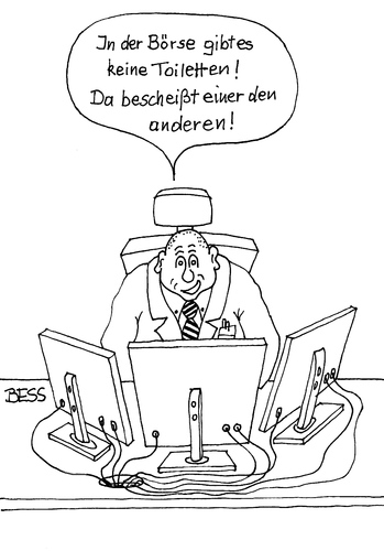 Cartoon: Schöne Sauerei (medium) by besscartoon tagged börse,geld,spekulation,aktien,dax,frankfurt,toilette,wc,computer,devisen,handel,scheißen,bescheißen,krise,betrug,banken,finanzen,finanzmarkt,bankenkrise,bess,besscartoon