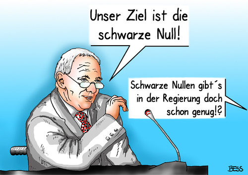 Cartoon: schwarze Nullen (medium) by besscartoon tagged finanzminister,schäuble,wolfgang,groko,koalition,geld,schulden,schwarze,null,haushalt,cdu,csu,spd,neuverschuldung,bundestag,staatsverschuldung,ausgeglichen,bess,besscartoon