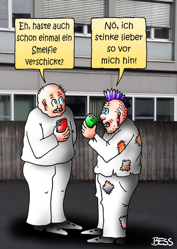 Cartoon: Smelfie (medium) by besscartoon tagged männer,smartpfone,handy,telefon,smelfie,soziale,netzwerke,stinken,bess,besscartoon