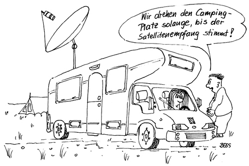 Cartoon: So gehts auch (medium) by besscartoon tagged besscartoon,bess,paar,satellitenschüssel,fernsehen,tv,wohnmobil,camping