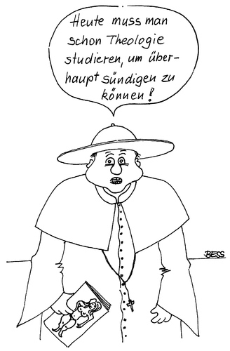 Cartoon: späte Erkenntnis (medium) by besscartoon tagged religion,christentum,katholisch,pfarrer,theologie,studieren,theologe,sünde,sündigen,porno,pornoheft,bess,besscartoon,moral,ethik