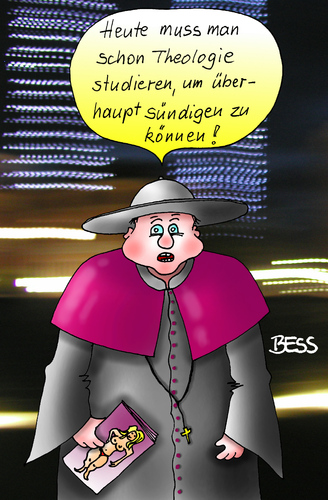 Cartoon: späte Erkenntnis (medium) by besscartoon tagged religion,christentum,katholisch,pfarrer,theologie,studieren,theologe,sünde,sündigen,porno,pornoheft,bess,besscartoon,moral,ethik