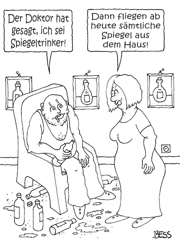 Cartoon: Spiegeltrinker (medium) by besscartoon tagged paar,ehe,beziehung,alkohol,drogen,arzt,doktor,trinken,spiegel,spiegeltrinker,bess,besscartoon