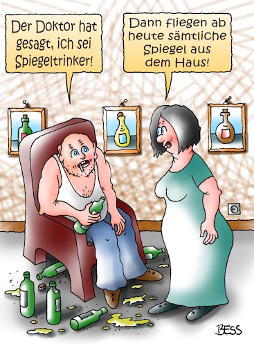 Cartoon: Spiegeltrinker (medium) by besscartoon tagged paar,ehe,beziehung,alkohol,drogen,arzt,doktor,trinken,spiegel,spiegeltrinker,bess,besscartoon