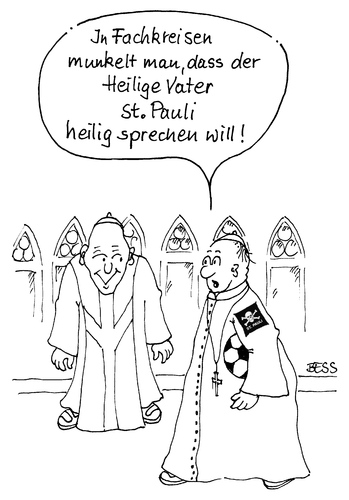 Cartoon: St. Pauli (medium) by besscartoon tagged kirche,katholisch,religion,papst,vatikan,fussball,pfarrer,bess,besscartoon