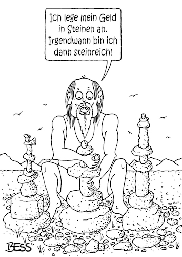 Cartoon: steinreich (medium) by besscartoon tagged geld,finanzen,geldanlage,kapitalanlage,reich,arm,steine,steinreich,bess,besscartoon