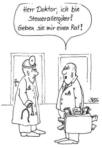 Cartoon: Steuerallergiker (medium) by besscartoon tagged männer,arzt,geld,steuer,steuerhinterziehung,bess,besscartoon