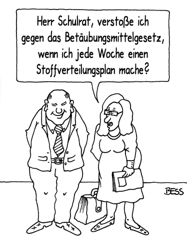 Cartoon: Stoff-Verteilungsplan (medium) by besscartoon tagged betäubungsmittelgesetz,stoffverteilungsplan,drogen,stoffschulrat,schule,pädagogik,erziehung,lernen,lehrer,pauker,realschule,hauptschule,werkrealschule,gemeinschaftsschule,gymnasium,bess,besscartoon