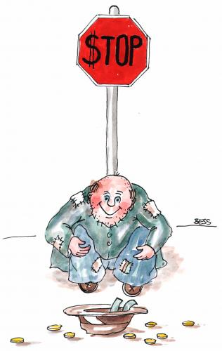 Cartoon: Stop (medium) by besscartoon tagged bettler,geld,hartz,penner,betteln,stop,bess,besscartoon