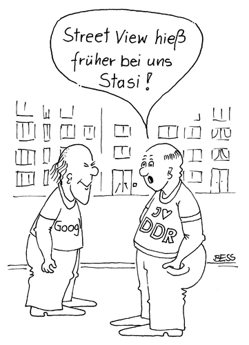 Cartoon: Street View (medium) by besscartoon tagged männer,ddr,google,streetview,computer,stasi,bess,besscartoon