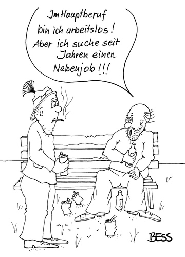 Cartoon: Suche Nebenjob! (medium) by besscartoon tagged arge,beruf,hauptberuf,schwarzarbeit,steuern,jobcenter,arbeit,arbeitslos,hartz,arbeitsamt,stütze,nebenjob,job,krise,geld,alkohol,bess,besscartoon