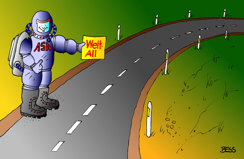 Cartoon: Tramper (medium) by besscartoon tagged astronaut,weltall,strasse,trampen,raumfahrt,weltraum,bess,besscartoon