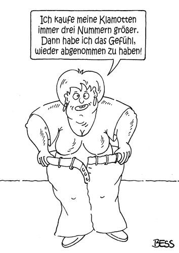 Cartoon: überlistet (medium) by besscartoon tagged dick,frau,fett,mode,klamotten,abnehmen,diät,bess,besscartoon