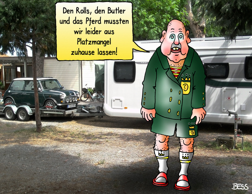 Cartoon: very british (medium) by besscartoon tagged rolls,royce,butler,mini,pferd,camping,platzmangel,freizeit,camper,wohnmobil,spartanisch,einfach,luxus,urlaub,reichtum,reise,bess,besscartoon