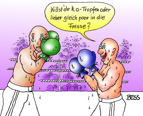 Cartoon: Was du wollen? (medium) by besscartoon tagged männer,boxer,boxen,sport,ko,tropfen,kotropfen,schlagen,boxkampf,fresse,schmerzen,bess,besscartoon