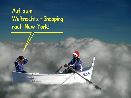 Cartoon: Weihnachts-Shopping (medium) by besscartoon tagged wolken,himmel,shopping,new,york,boot,rudern,advent,winter,fest,claus,santa,weihnachten,christentum,religion,besinnlichkeit,bess,besscartoon