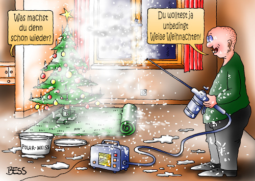 Cartoon: Weiße Weihnachten (medium) by besscartoon tagged weisse,weihnachten,advent,vorweihnachtszeit,weihnachtsbaum,xmas,fest,mann,frau,paar,ehe,beziehung,polarweiss,farbe,bess,besscartoon