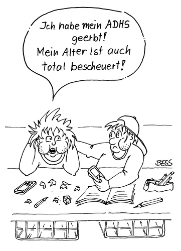 Cartoon: Wie der Vater so der Sohn! (medium) by besscartoon tagged kinder,schule,pädagogik,adhs,vater,sohn,bess,besscartoon,der