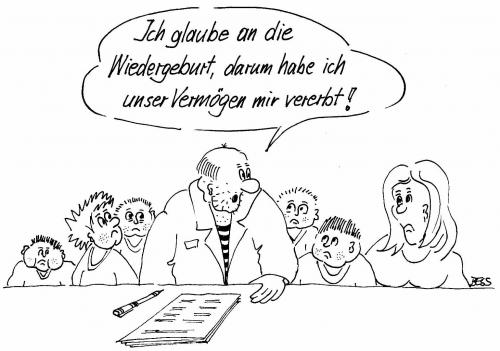 Cartoon: Wiedergeburt (medium) by besscartoon tagged kinder,familie,frau,mann,besscartoon,bess,wiedergeburt,vererben