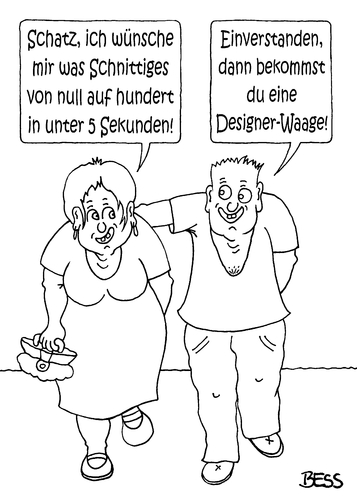 Cartoon: wünsch dir was (medium) by besscartoon tagged mann,frau,paar,beziehung,liebe,ehe,gewicht,übergewicht,waage,schnittiges,sexualität,alter,bess,besscartoon