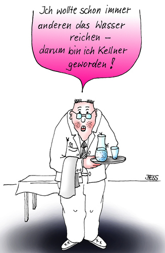 Cartoon: Wunschdenken (medium) by besscartoon tagged besscartoon,bess,mann,neid,wasser,ober,kellner,restaurant