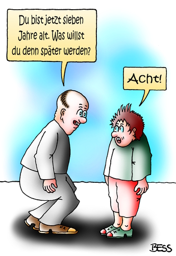 Cartoon: Zukunftsaussichten (medium) by besscartoon tagged mann,kind,sohn,vater,arbeit,erziehung,zukunft,bess,besscartoon