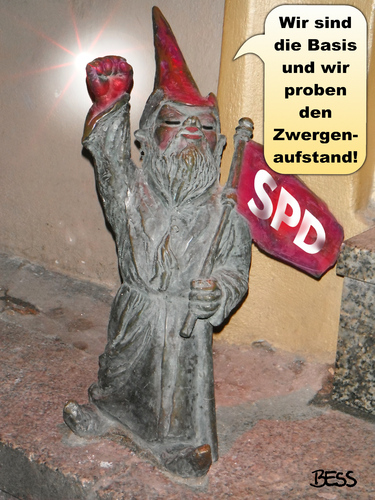 Cartoon: Zwergenaufstand (medium) by besscartoon tagged bundestagswahl,mitgliederbefragung,große,koalition,groko,deal,basis,basisbefragung,abstimmung,wahlkampf,wahlkampfreden,spd,gabriel,nahles,berlin,bundestag,parteien,zwerg,zwergenaufstand,genossen,bess,besscartoon