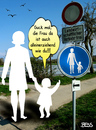 Cartoon: alleinerziehend (small) by besscartoon tagged frau,kind,alleinerziehend,familie,schild,verkehrsschild,bess,besscartoon