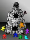 Cartoon: Auflösungserscheinungen (small) by besscartoon tagged burka islam puzzle freiheit mode bess besscartoon