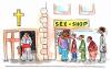 Cartoon: schlechtes Geschäft (small) by besscartoon tagged religion,kirche,christentum,pfarrer,sexshop,bess,besscartoon