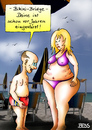 Cartoon: Bikini-Bridge (small) by besscartoon tagged paar,mann,frau,beziehung,fett,dick,diät,liebe,sex,bikini,strand,meer,bridge,bess,besscartoon