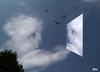 Cartoon: cloud face 7 (small) by besscartoon tagged wolken,himmel,gesicht,spiegel,vögel,bess,besscartoon