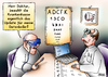 Cartoon: Update auf Krankenkasse (small) by besscartoon tagged doktor,arzt,augenarzt,krankenkasse,update,datenbrille,technik,internet,computer,bess,besscartoon